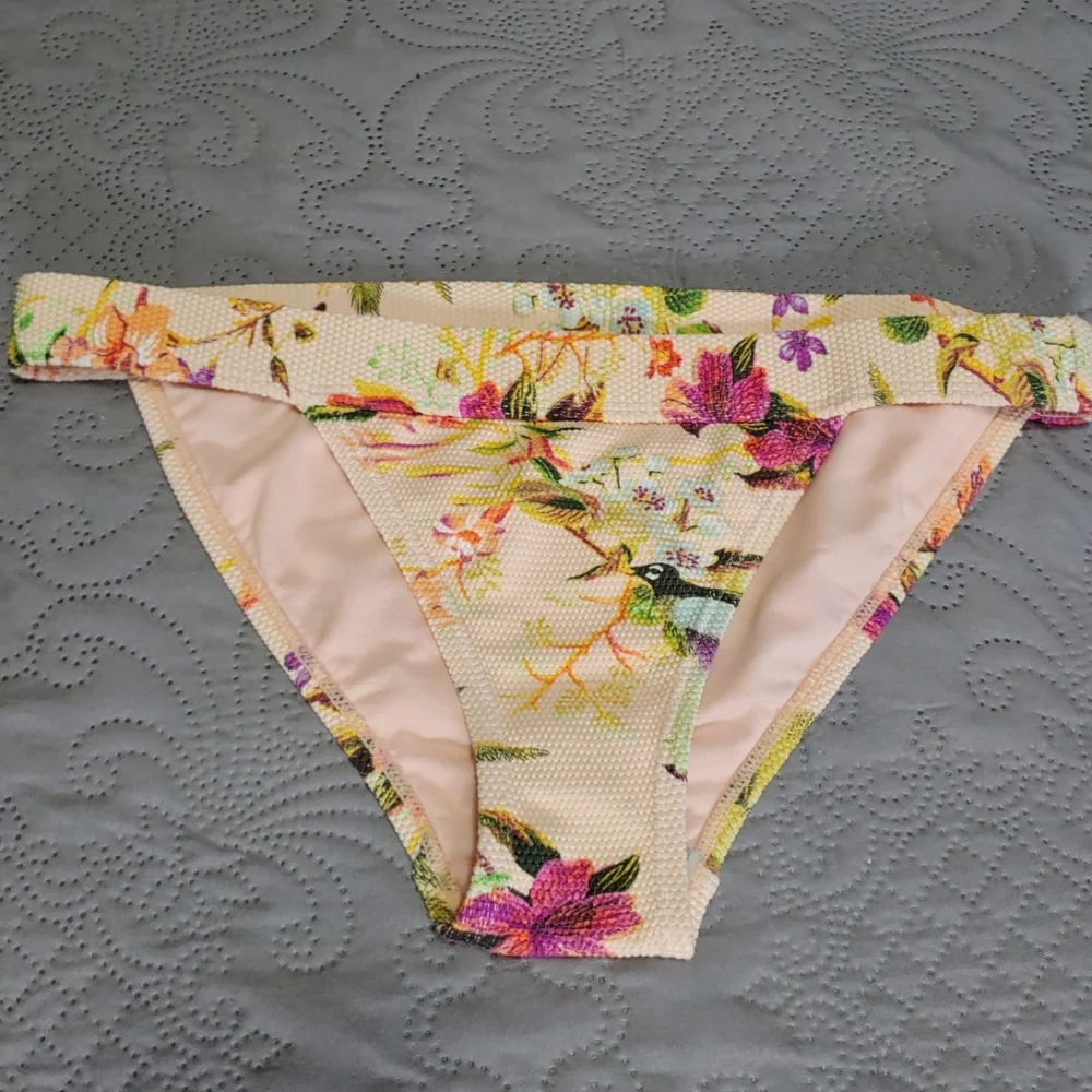 Cabana del Sol Floral Pink Bikini Bottom Small